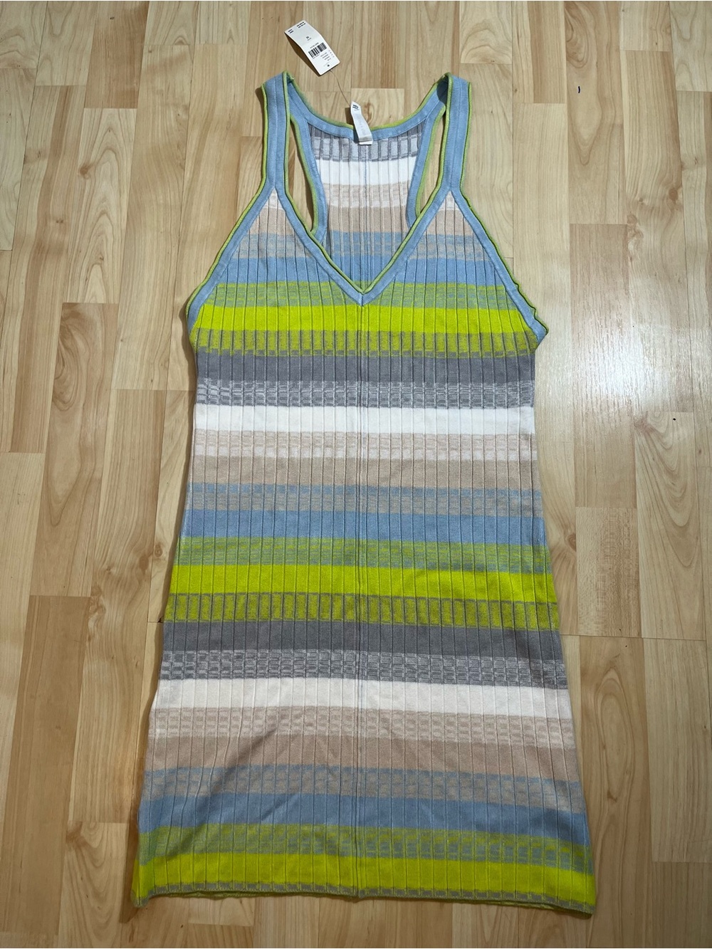 Anthropologie Daily Practice Ribbed Stretch Knit Stripe Color Dress New Medium